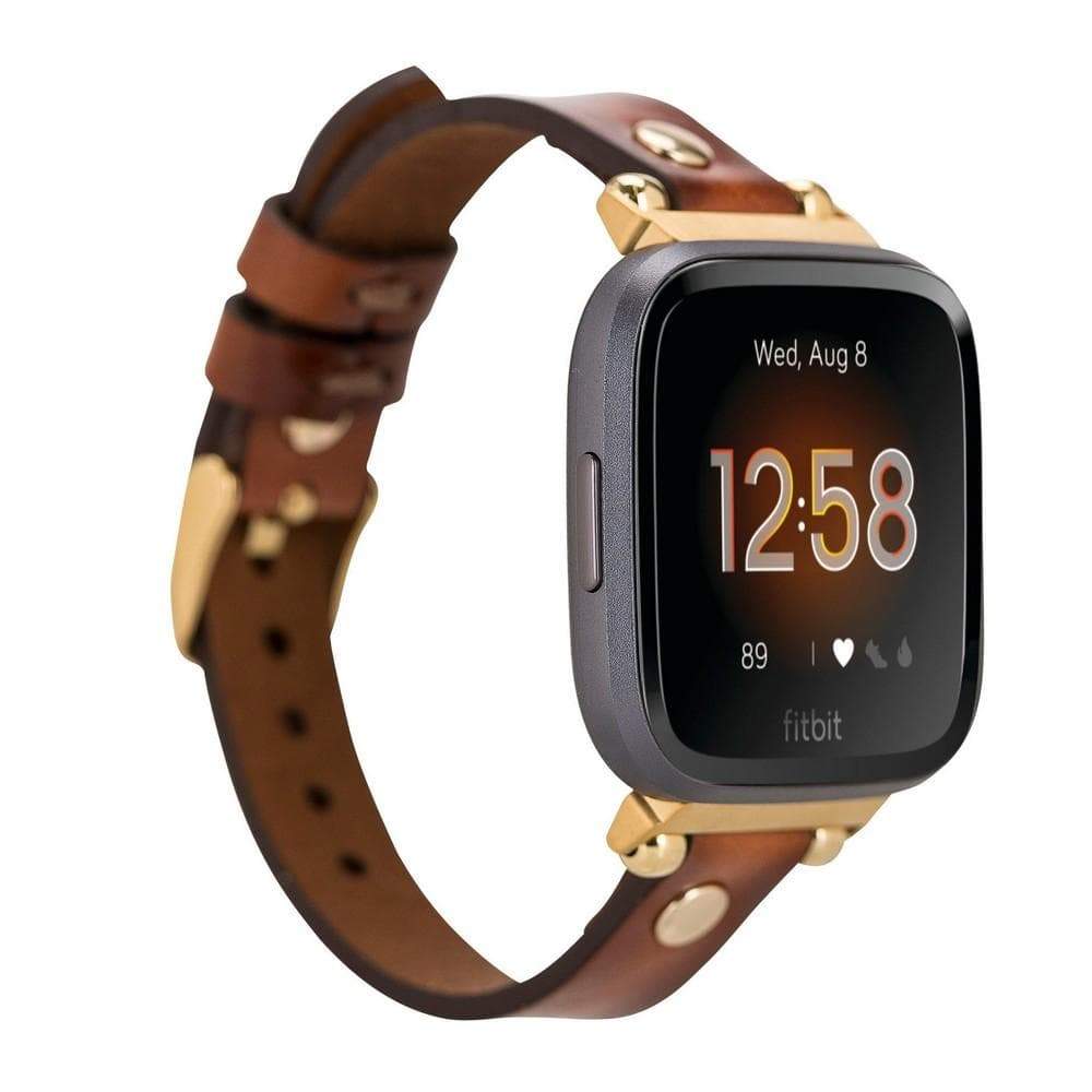 B2B - Leather Fitbit Watch Bands - Ferro Gold Trok Style RS02 Bomonti