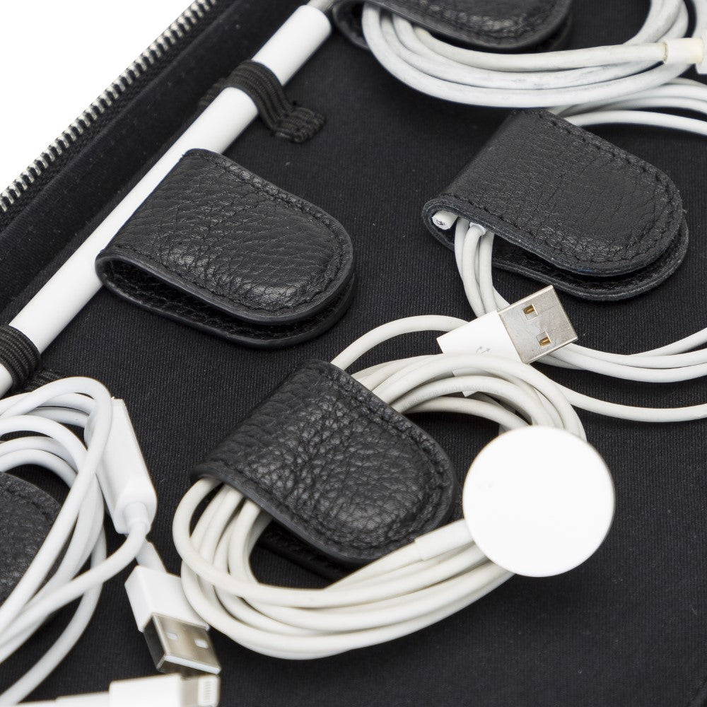 Leather Travel Cable Organizer Bomonti