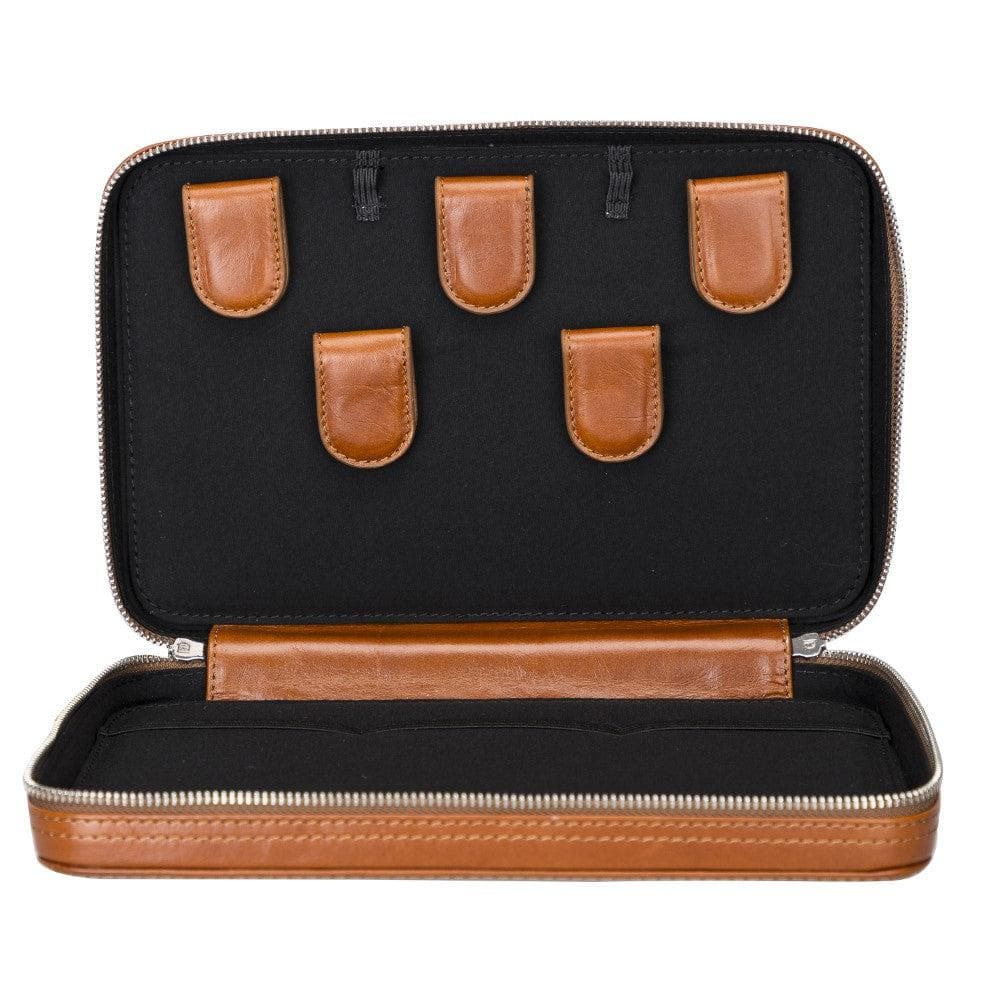 Leather Travel Cable Organizer Tan Bomonti