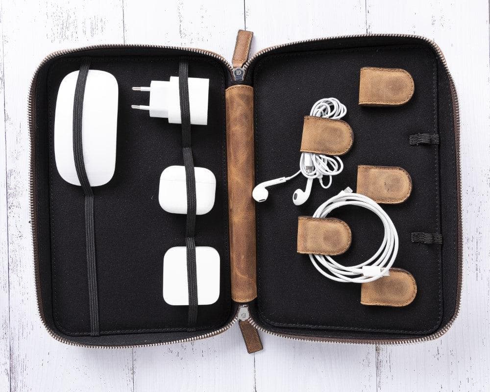 Leather Travel Cable Organizer Bomonti