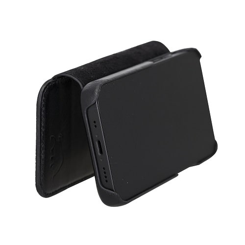 Rostar Black Leather iPhone 13 Mini Detachable Bi-Fold Wallet Case with Mag Safe & Card Holder - Bomonti - 14