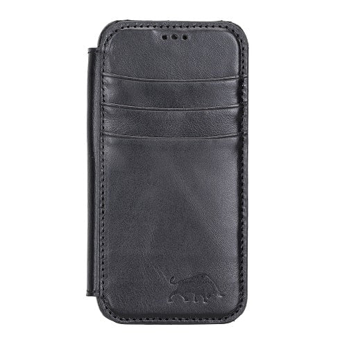 Rostar Black Leather iPhone 13 Mini Detachable Bi-Fold Wallet Case with Mag Safe & Card Holder - Bomonti - 1