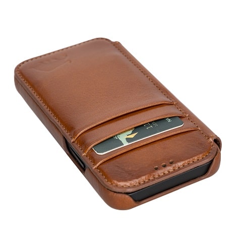 Rostar Golden Brown Leather iPhone 13 Mini Detachable Bi-Fold Wallet Case with Mag Safe & Card Holder - Bomonti - 15