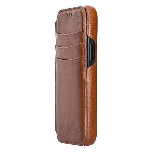 Rostar Golden Brown Leather iPhone 13 Mini Detachable Bi-Fold Wallet Case with Mag Safe & Card Holder - Bomonti - 8