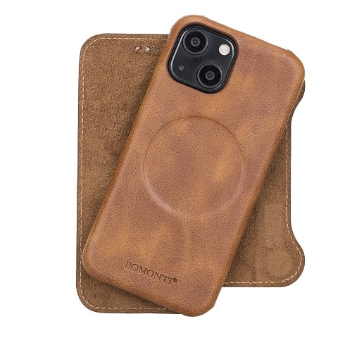 Rostar Brown Leather iPhone 13 Mini Detachable Bi-Fold Wallet Case with Mag Safe & Card Holder - Bomonti - 12