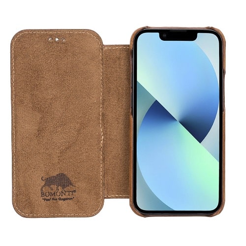 Rostar Brown Leather iPhone 13 Mini Detachable Bi-Fold Wallet Case with Mag Safe & Card Holder - Bomonti - 4