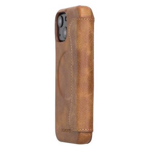 Rostar Brown Leather iPhone 13 Mini Detachable Bi-Fold Wallet Case with Mag Safe & Card Holder - Bomonti - 9
