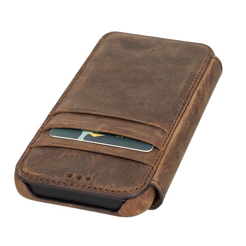 Rostar Tan Brown Leather iPhone 13 Mini Detachable Bi-Fold Wallet Case with Mag Safe & Card Holder - Bomonti - 16