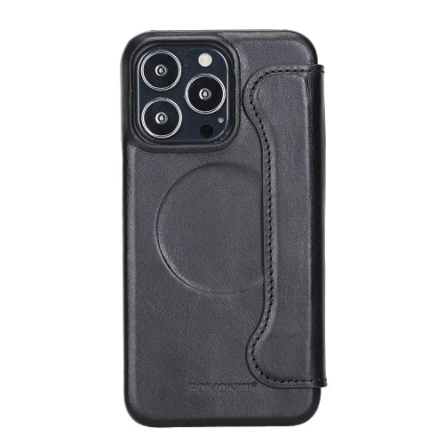 Rostar Black Leather iPhone 13 Pro Detachable Bi-Fold Wallet Case with MagSafe & Card Holder - Bomonti - 15