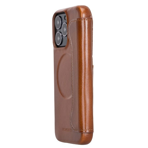 Rostar Golden Brown Leather iPhone 13 Pro Detachable Bi-Fold Wallet Case with MagSafe & Card Holder - Bomonti - 20