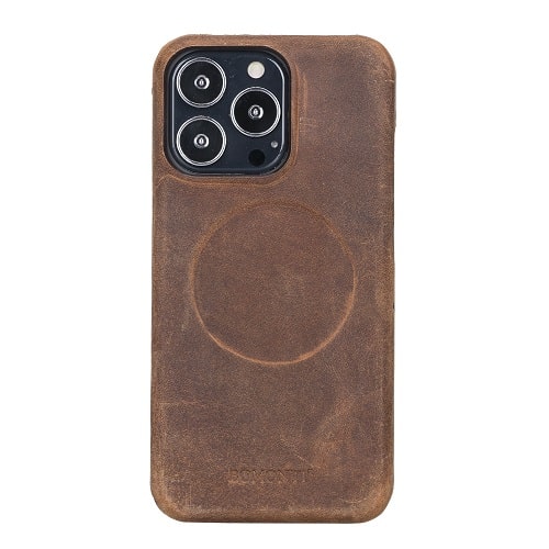 Rostar Tan Brown Leather iPhone 13 Pro Detachable Bi-Fold Wallet Case with MagSafe & Card Holder - Bomonti - 16