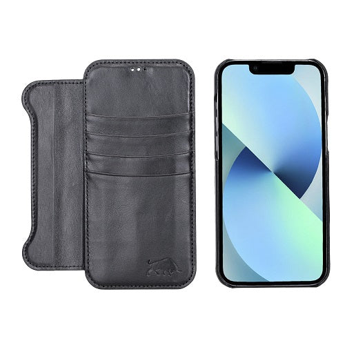 Rostar Black Leather iPhone 13 Pro Max Detachable Bi-Fold Wallet Case with MagSafe & Card Holder - Bomonti - 13