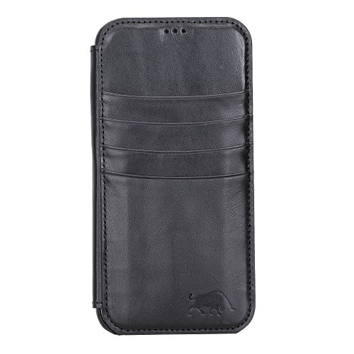 Rostar Black Leather iPhone 13 Pro Max Detachable Bi-Fold Wallet Case with MagSafe & Card Holder - Bomonti - 18