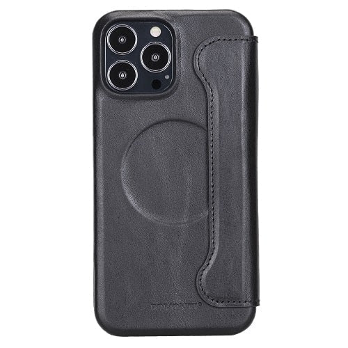 Rostar Black Leather iPhone 13 Pro Max Detachable Bi-Fold Wallet Case with MagSafe & Card Holder - Bomonti - 19