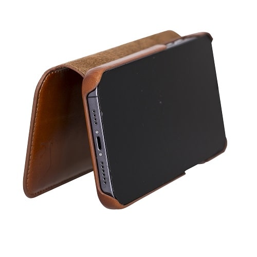 Rostar Golden Brown Leather iPhone 13 Pro Max Detachable Bi-Fold Wallet Case with MagSafe & Card Holder - Bomonti - 14