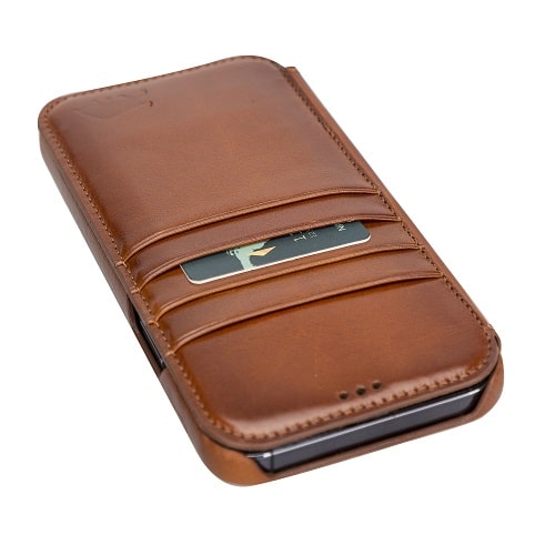 Rostar Golden Brown Leather iPhone 13 Pro Max Detachable Bi-Fold Wallet Case with MagSafe & Card Holder - Bomonti - 15