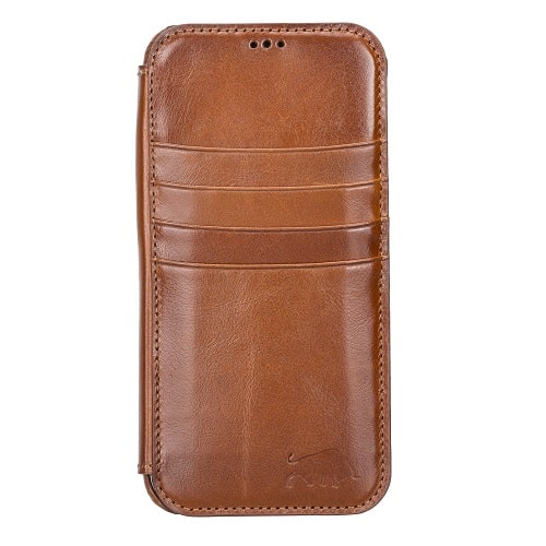 Rostar Golden Brown Leather iPhone 13 Pro Max Detachable Bi-Fold Wallet Case with MagSafe & Card Holder - Bomonti - 18