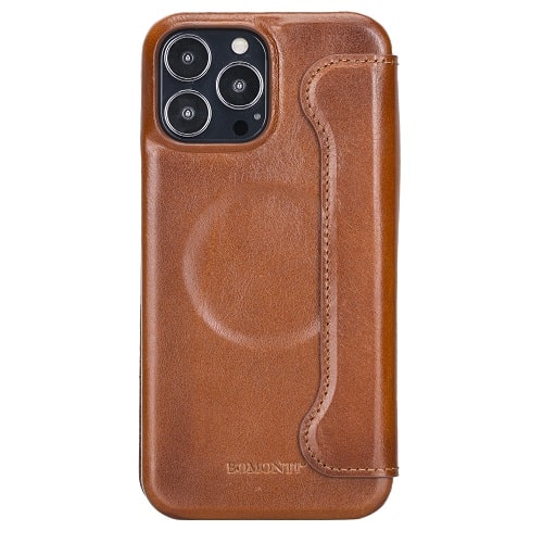 Rostar Golden Brown Leather iPhone 13 Pro Max Detachable Bi-Fold Wallet Case with MagSafe & Card Holder - Bomonti - 19