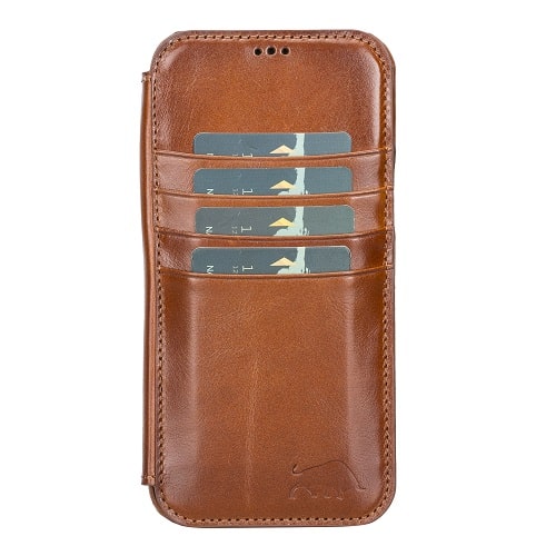 Rostar Golden Brown Leather iPhone 13 Pro Max Detachable Bi-Fold Wallet Case with MagSafe & Card Holder - Bomonti - 23
