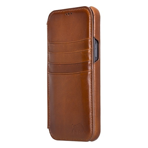 Rostar Golden Brown Leather iPhone 13 Pro Max Detachable Bi-Fold Wallet Case with MagSafe & Card Holder - Bomonti - 24