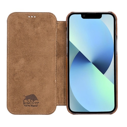 Rostar Golden Brown Leather iPhone 13 Pro Max Detachable Bi-Fold Wallet Case with MagSafe & Card Holder - Bomonti - 3