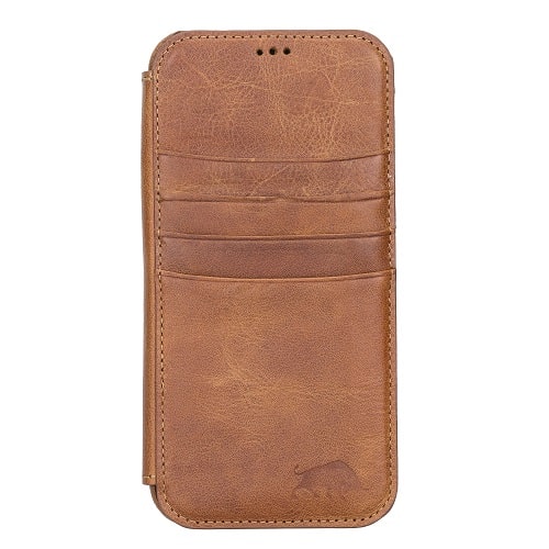Rostar Brown Leather iPhone 13 Pro Max Detachable Bi-Fold Wallet Case with MagSafe & Card Holder - Bomonti - 18