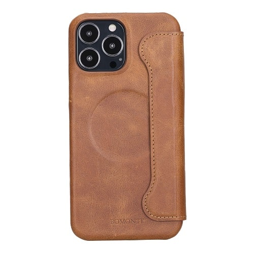 Rostar Brown Leather iPhone 13 Pro Max Detachable Bi-Fold Wallet Case with MagSafe & Card Holder - Bomonti - 19