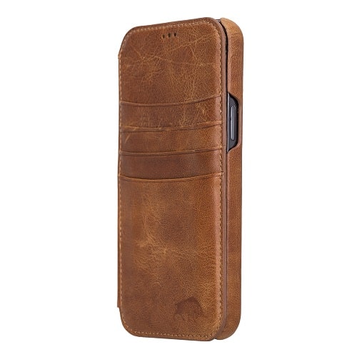 Rostar Brown Leather iPhone 13 Pro Max Detachable Bi-Fold Wallet Case with MagSafe & Card Holder - Bomonti - 24