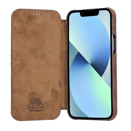Rostar Tan Brown Leather iPhone 13 Pro Max Detachable Bi-Fold Wallet Case with MagSafe & Card Holder - Bomonti - 10