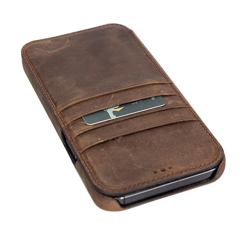 Rostar Tan Brown Leather iPhone 13 Pro Max Detachable Bi-Fold Wallet Case with MagSafe & Card Holder - Bomonti - 14