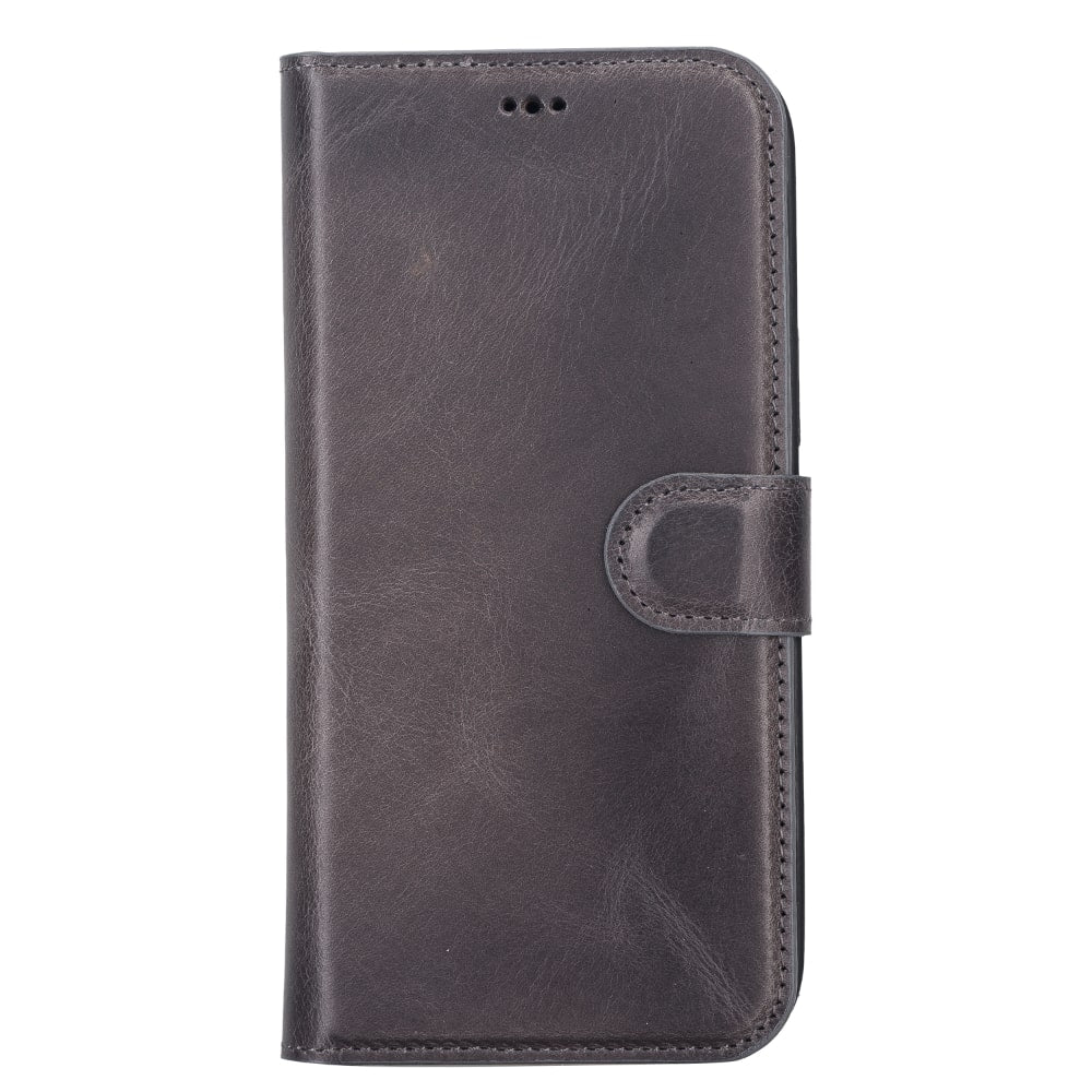 Rostar Vintage Black Leather iPhone 13 Pro Max Detachable Bi-Fold Wallet Case with MagSafe & Card Holder - Bomonti - 1